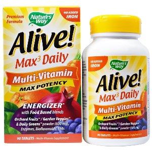 Alive! Max 3 Daily Whole Food (no iron added)  ( 90 tablets ) Nature's Way